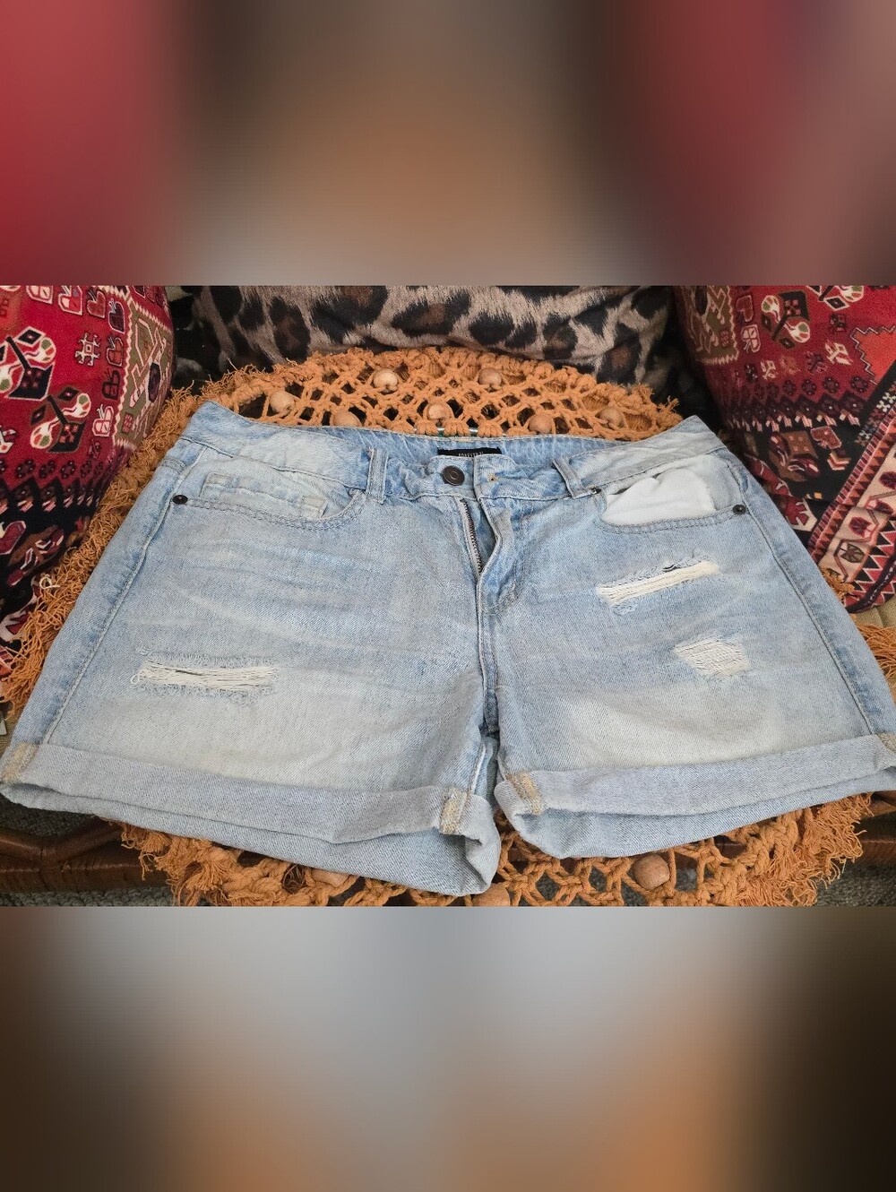 Forever 21 Light Blue Washed Denim Jean Shorts 28